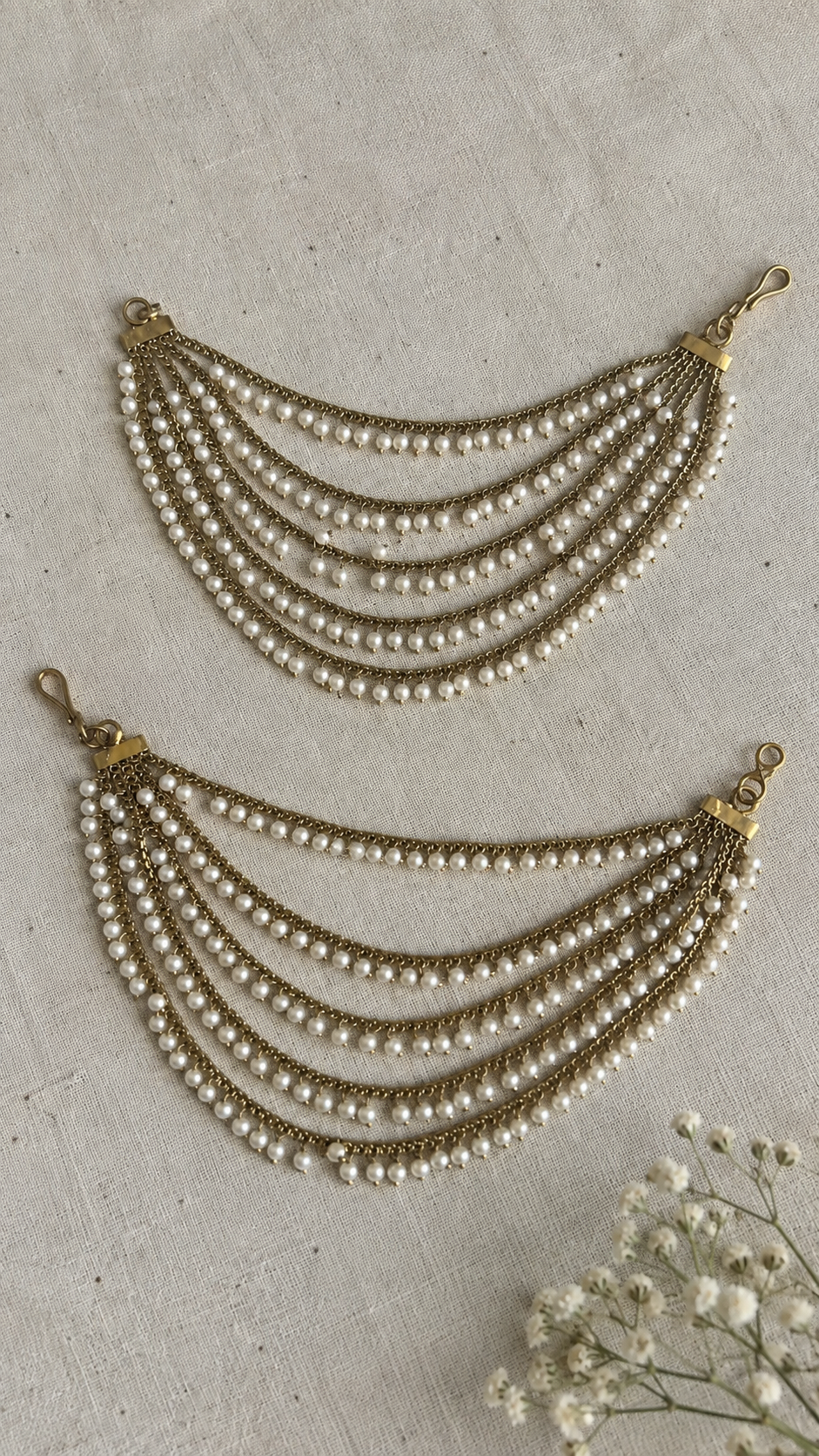 Moti 5-Layer Pearl Kanauti (Ear Chain)