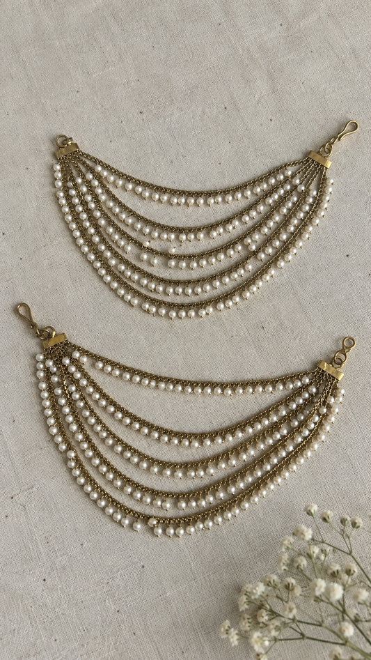 Moti 5-Layer Pearl Kanauti (Ear Chain)