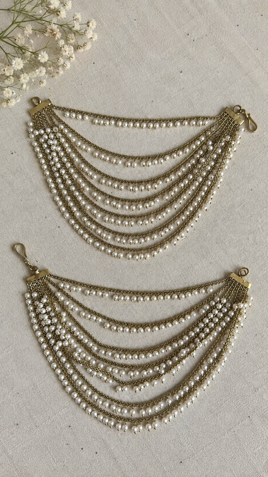Moti 7-Layer Pearl Kanauti (Ear Chain)