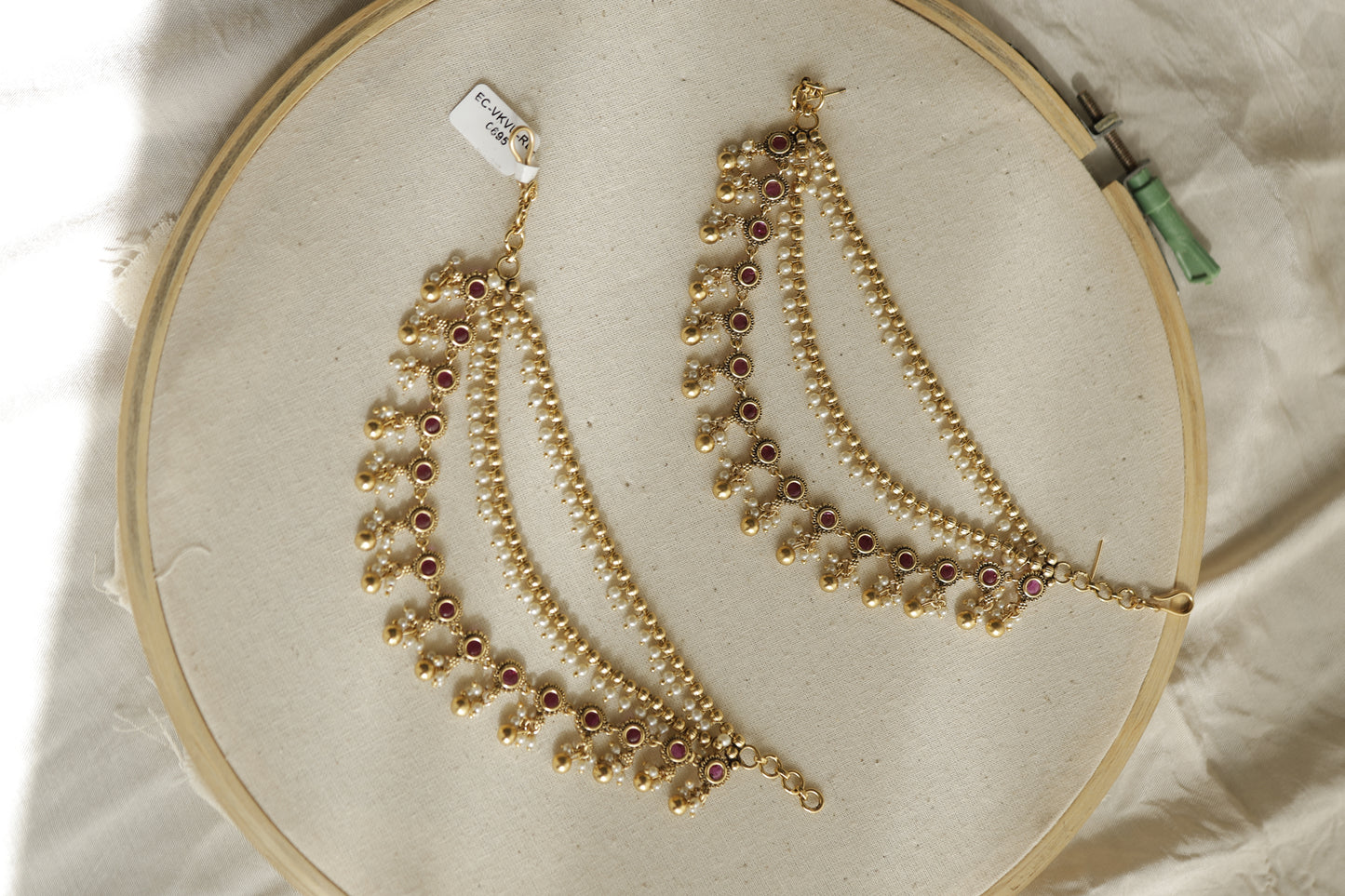 Ruby Pearl Kanauti Kaan Chain