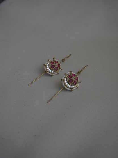 Aaral Green Kundan Crescent Ear Cuffs