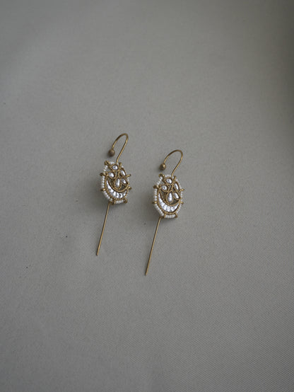 Aaral Green Kundan Crescent Ear Cuffs