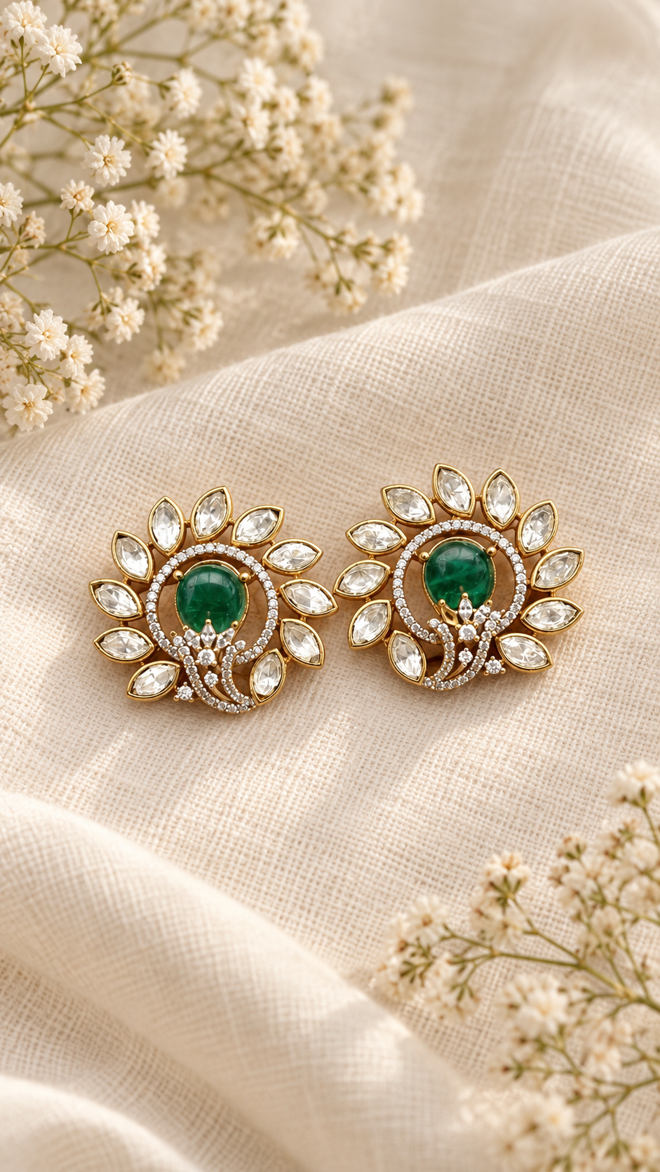 Kaira Kundan Ear Cuff Earrings (Detachable Studs)
