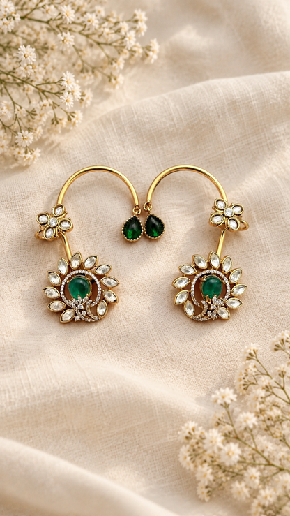 Kaira Kundan Ear Cuff Earrings (Detachable Studs)