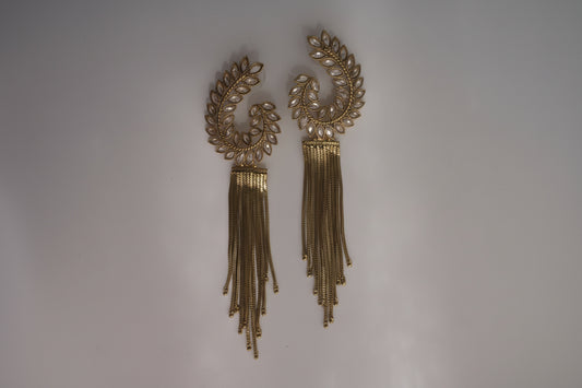 Arohi Leaf Tassel Earrings