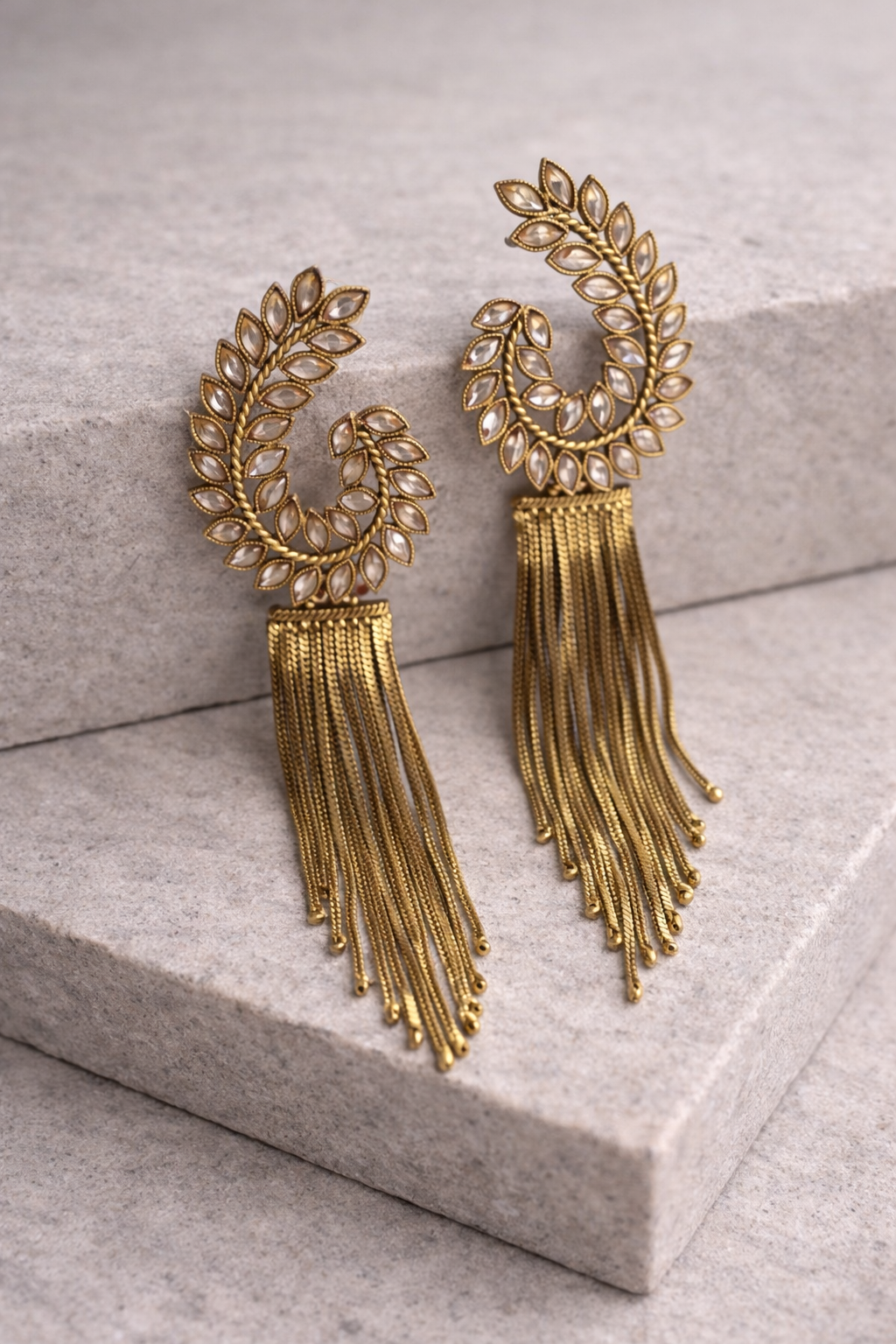 Arohi Leaf Tassel Earrings