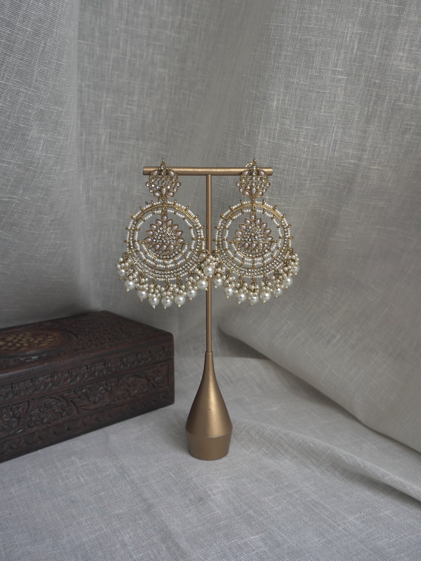 Ivory Pearl Chandbaali Earrings