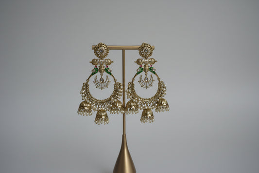 Meghna Antique Temple Chandbaali Earrings