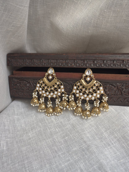 Ivory Jhumki Chandbaali Earrings