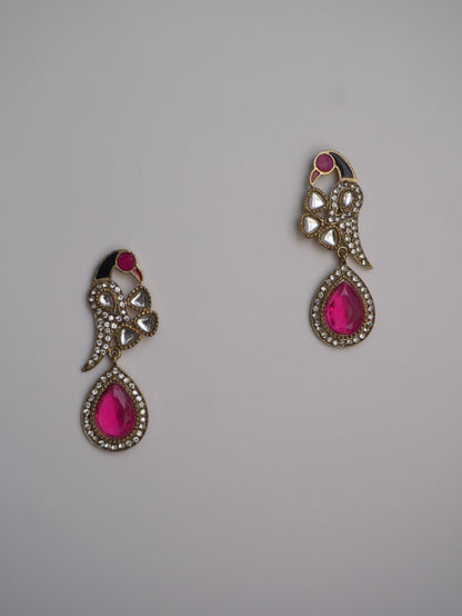 Pink Teardrop Stone Earrings