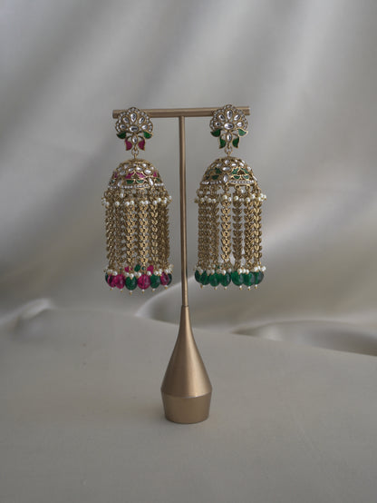 Gul Jhumkas – Floral Tassel Earrings
