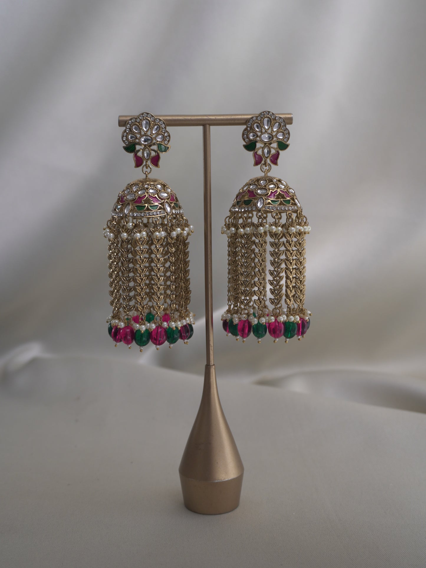 Gul Jhumkas – Floral Tassel Earrings