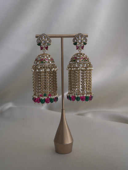 Gul Jhumkas – Floral Tassel Earrings