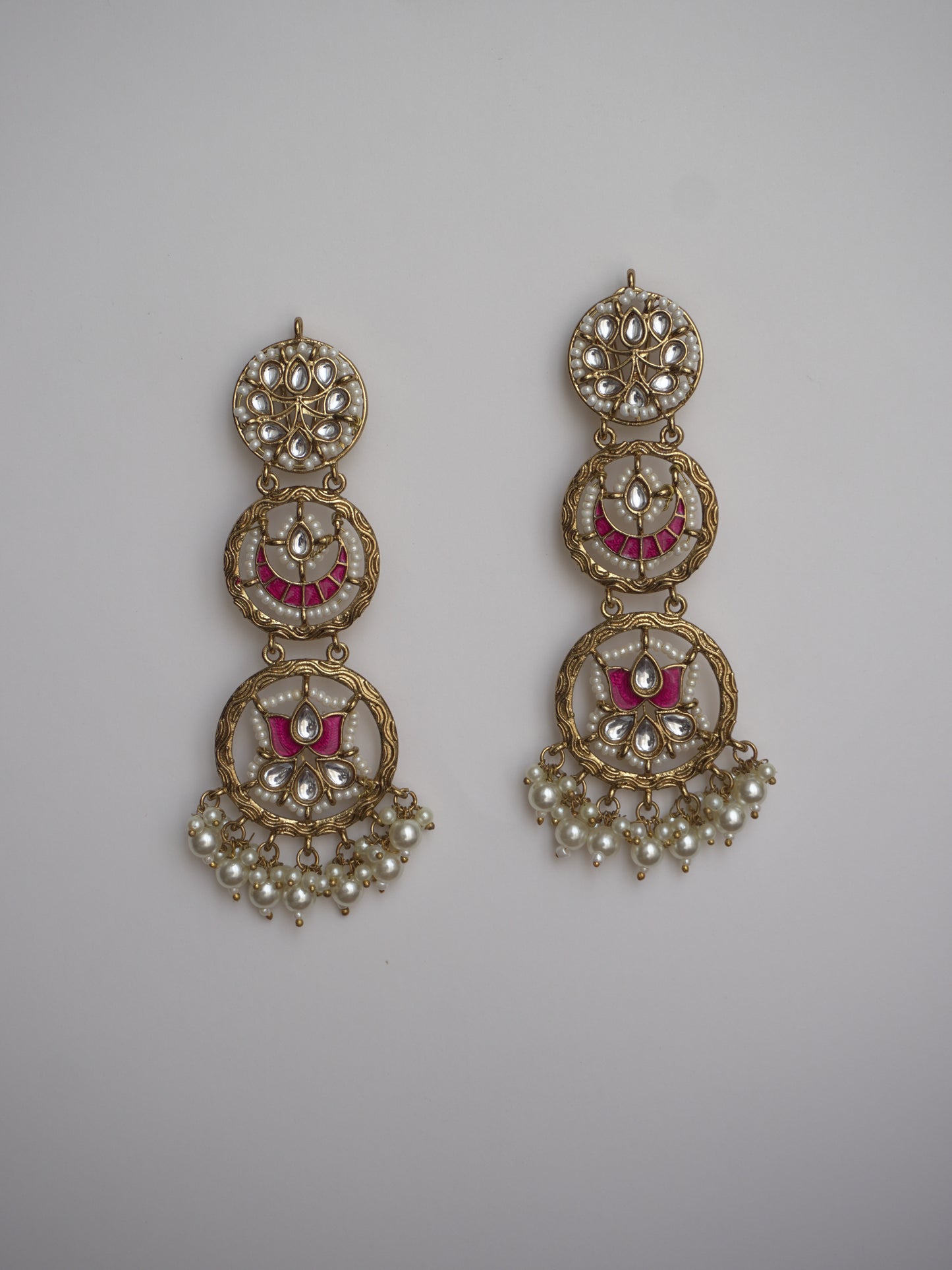 Pink Lotus Chandbaali with Detachable Kanauti