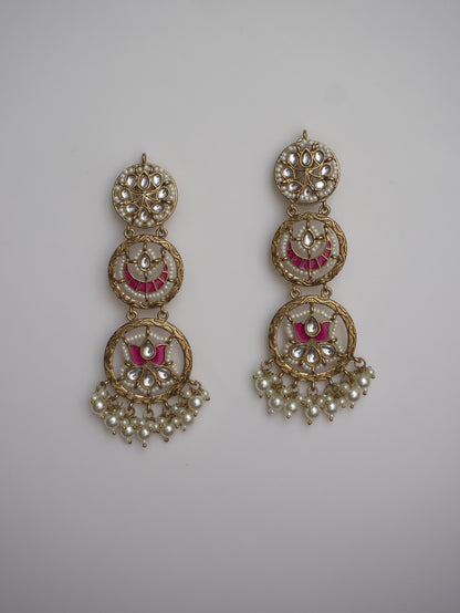 Pink Lotus Chandbaali with Detachable Kanauti