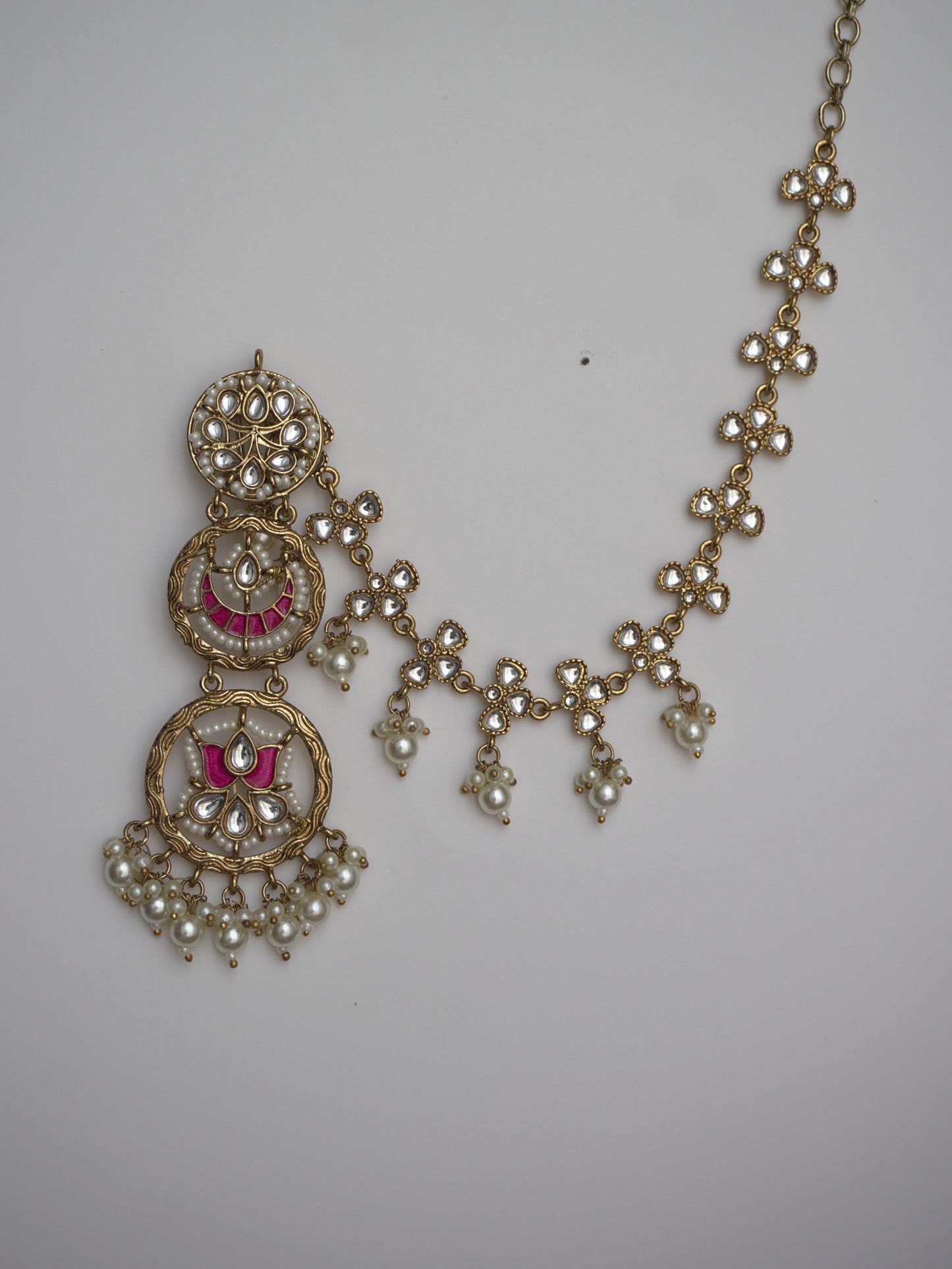 Pink Lotus Chandbaali with Detachable Kanauti