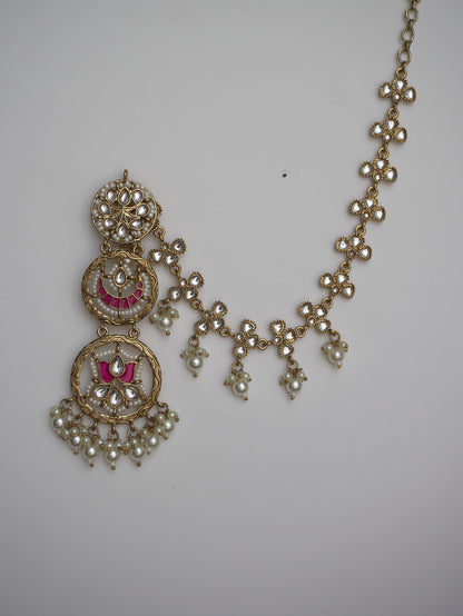 Pink Lotus Chandbaali with Detachable Kanauti