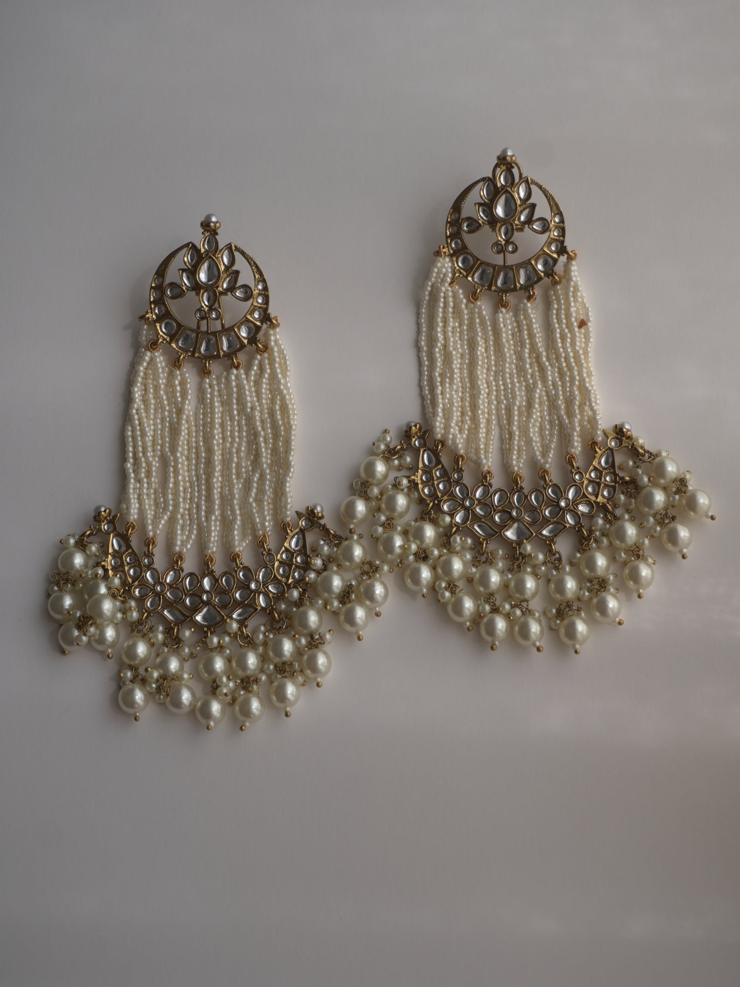 Prisha Pearl Tassel Chandbaali Earrings