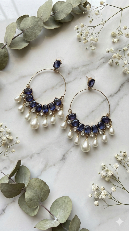 Gem Pearl-Drop Baali Earrings