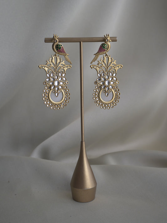 White Pakhi Earrings