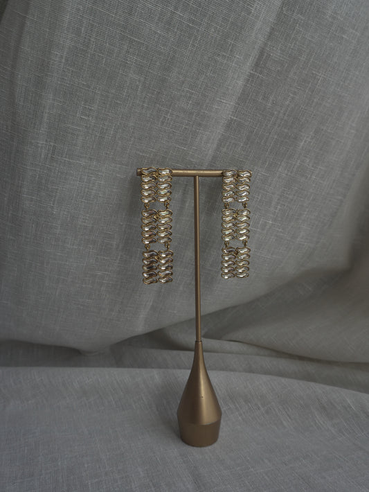 Geometric Kundan Long Earrings