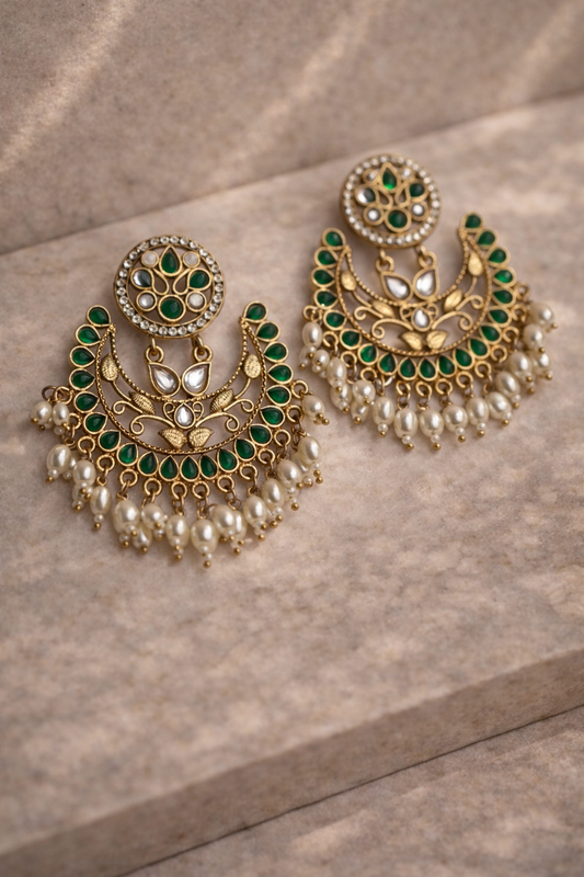Chandbali Earrings with Pearls