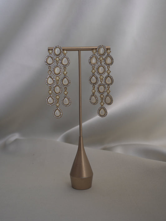 White Chandelier Earrings