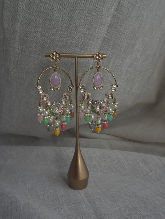 Pastel Chaandbaali Hoop Earrings
