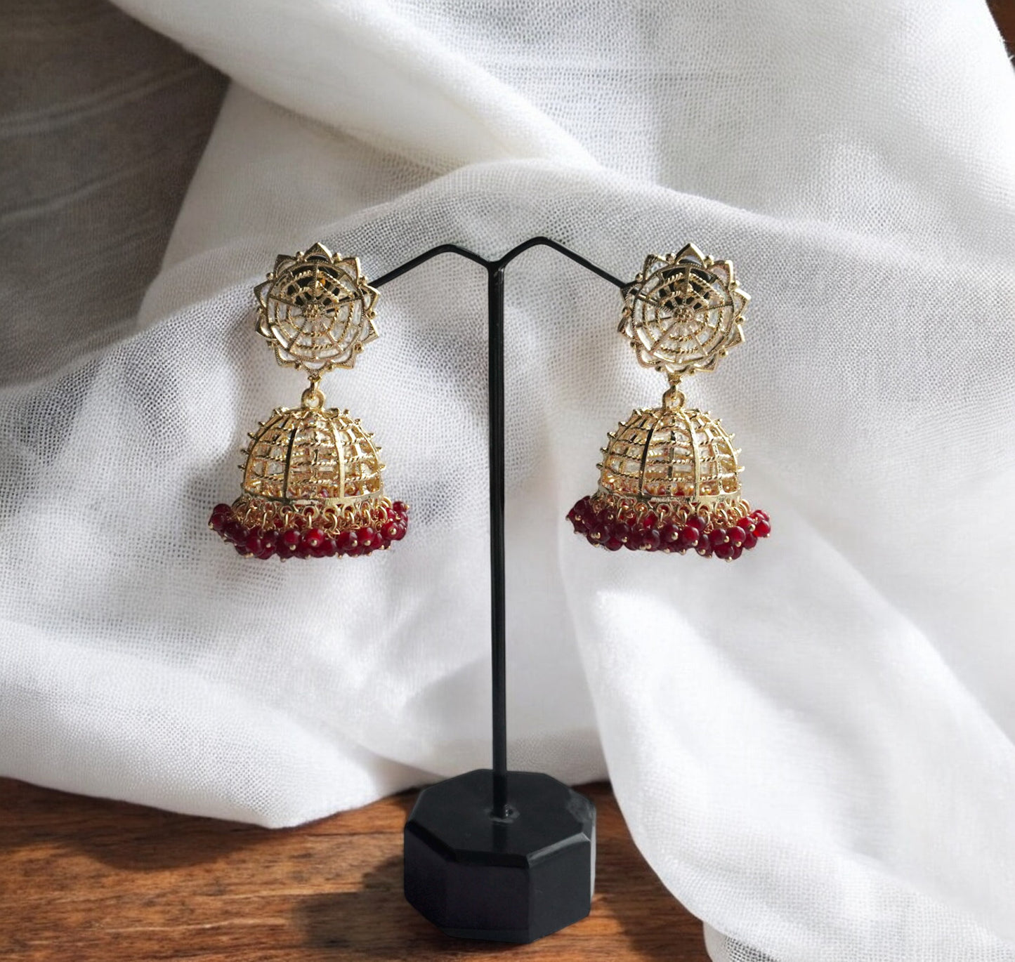 Red Gold Jhumkas