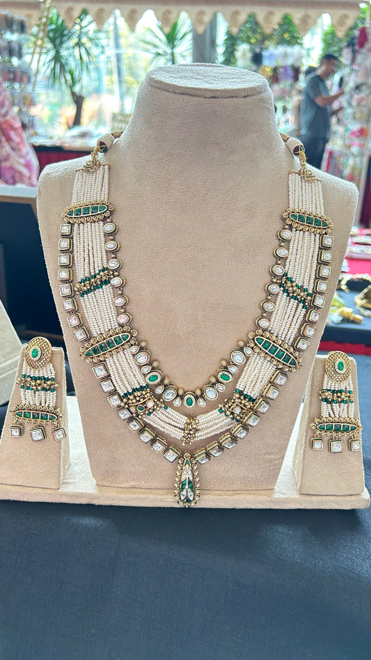 Vasudha Emerald Kundan Necklace Set
