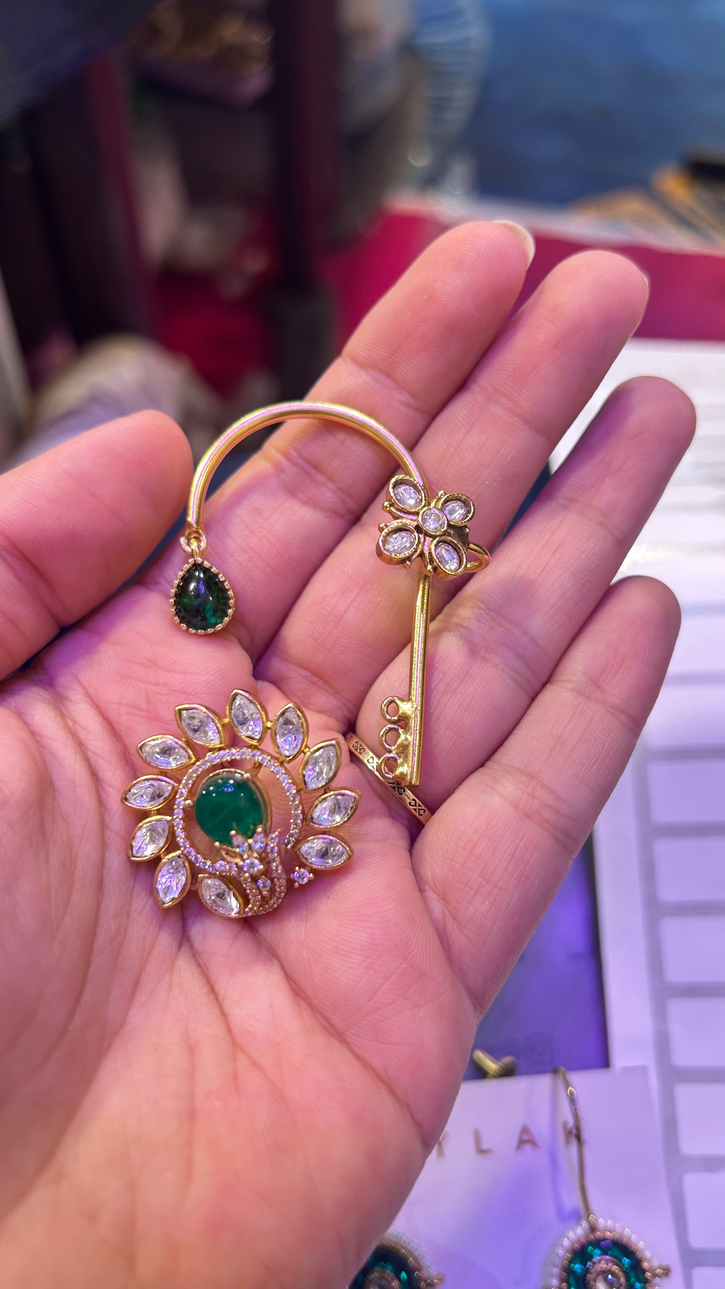 Kaira Kundan Ear Cuff Earrings (Detachable Studs)