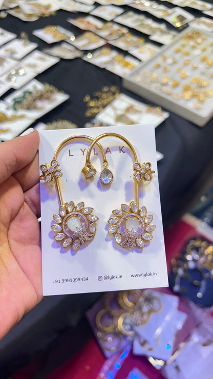 Kaira Kundan Ear Cuff Earrings (Detachable Studs)