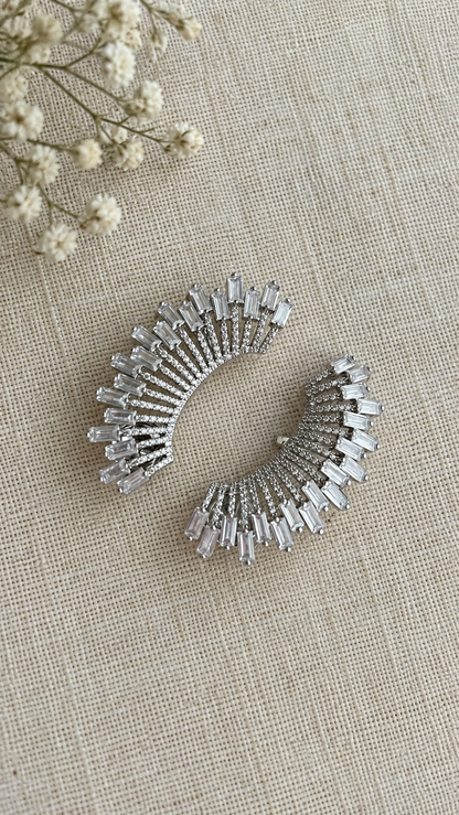 Soleil American Diamond Baguette Ear Cuff Earrings