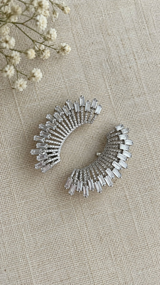 Soleil American Diamond Baguette Ear Cuff Earrings