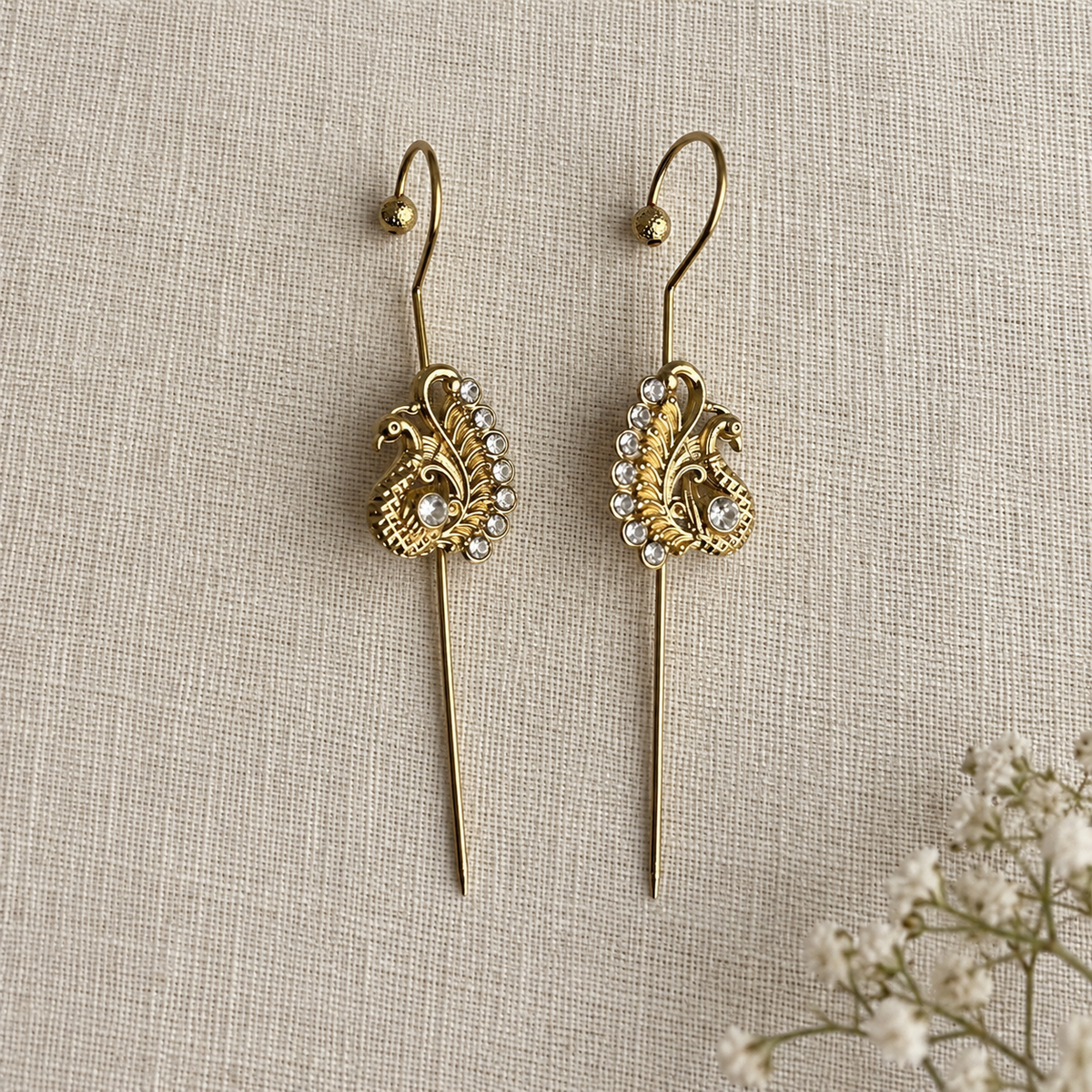 White Kalapi Peacock Ear Cuffs