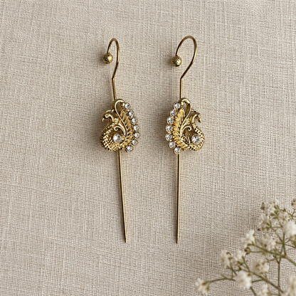 White Kalapi Peacock Ear Cuffs