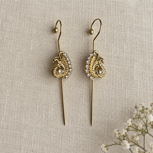White Kalapi Peacock Ear Cuffs