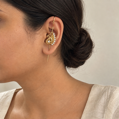 White Kalapi Peacock Ear Cuffs