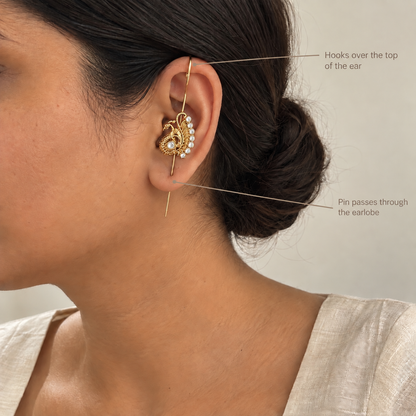White Kalapi Peacock Ear Cuffs