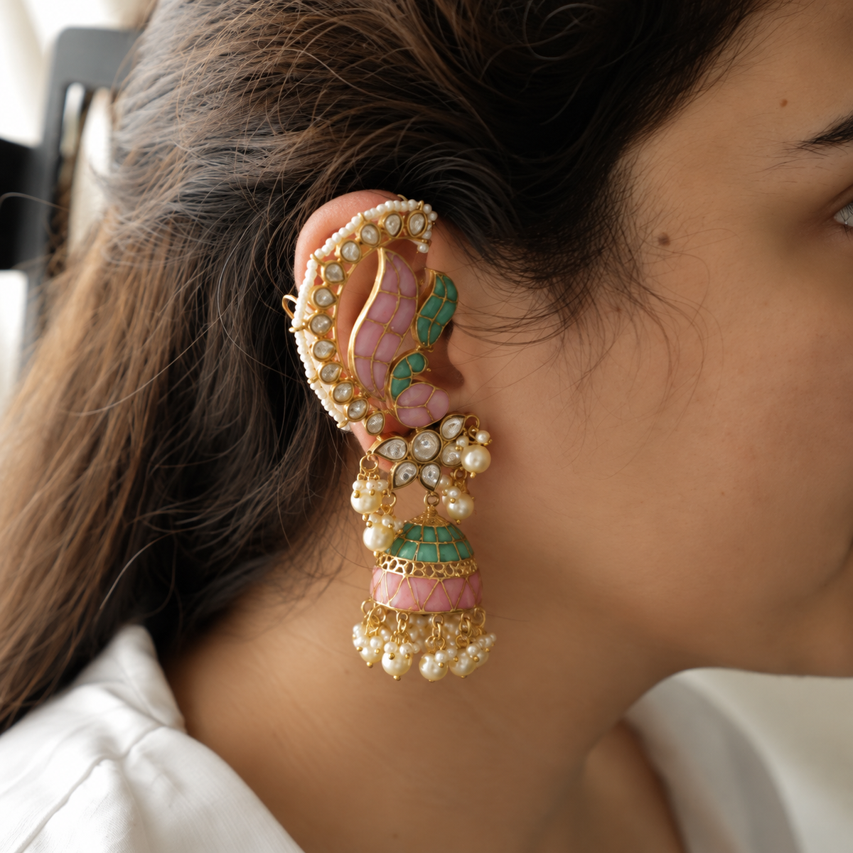 Gulbahar Ear Cuff Jhumka Earrings
