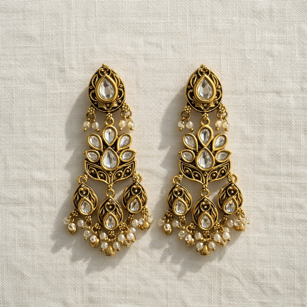 Zeenat Kundan Long Earrings
