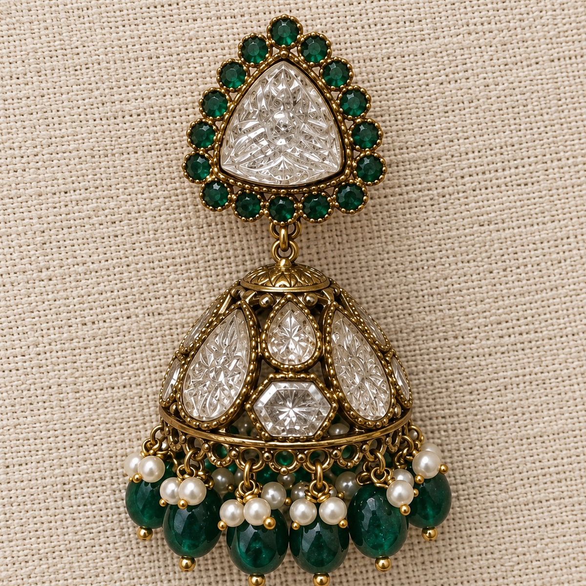 Emerald Shahi Jhumka Earrings