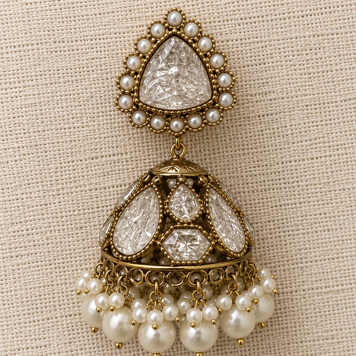 White Shahi Jhumka Earrings