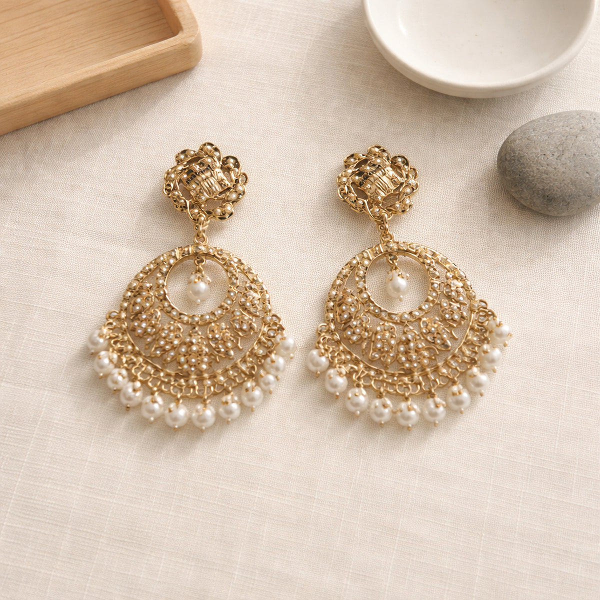 Mahtab Pearl Chandbali Earrings