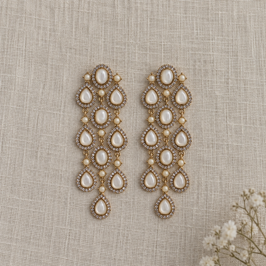 White Chandelier Earrings
