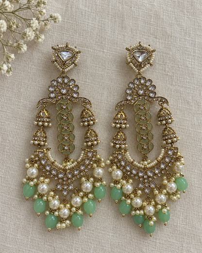Mint Pearl Chaandbaali Earrings