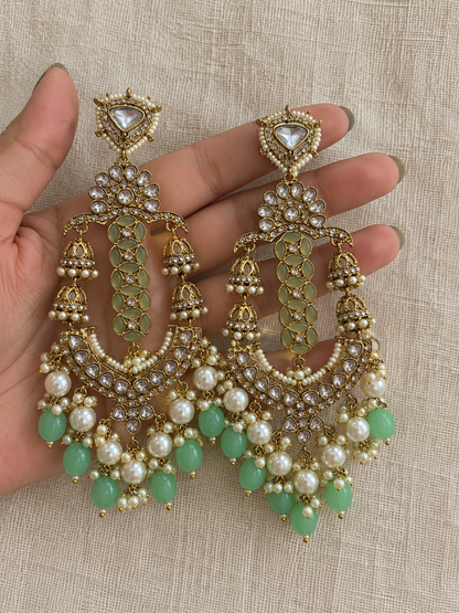 Mint Pearl Chaandbaali Earrings