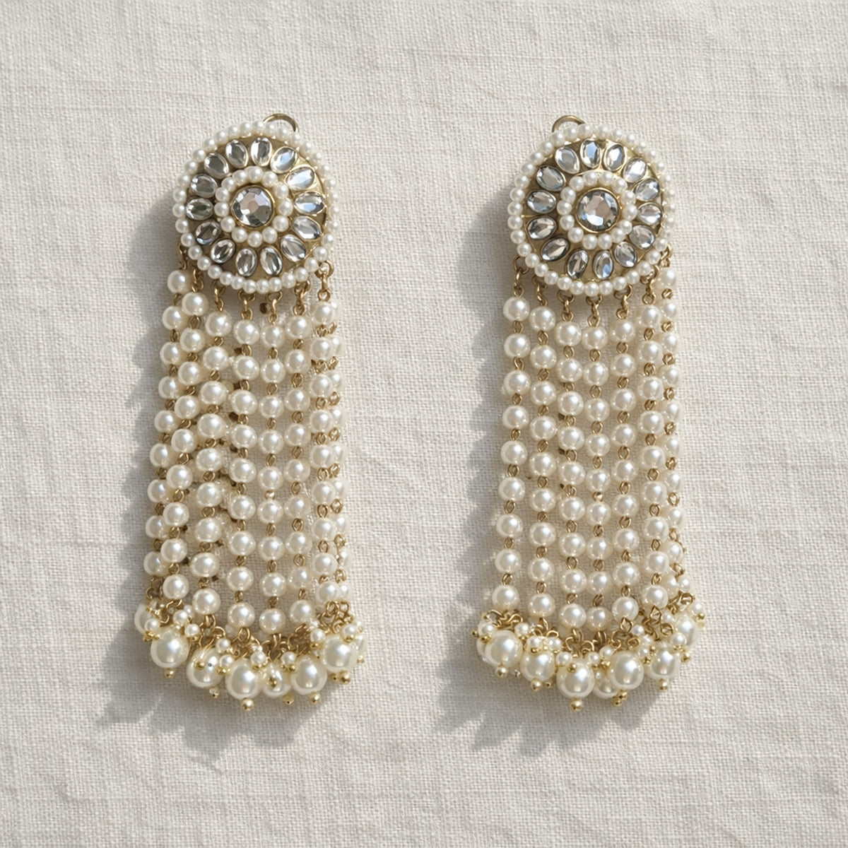 Jharna Kundan Pearl Tassel Earrings
