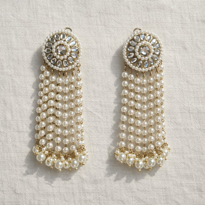 Jharna Kundan Pearl Tassel Earrings