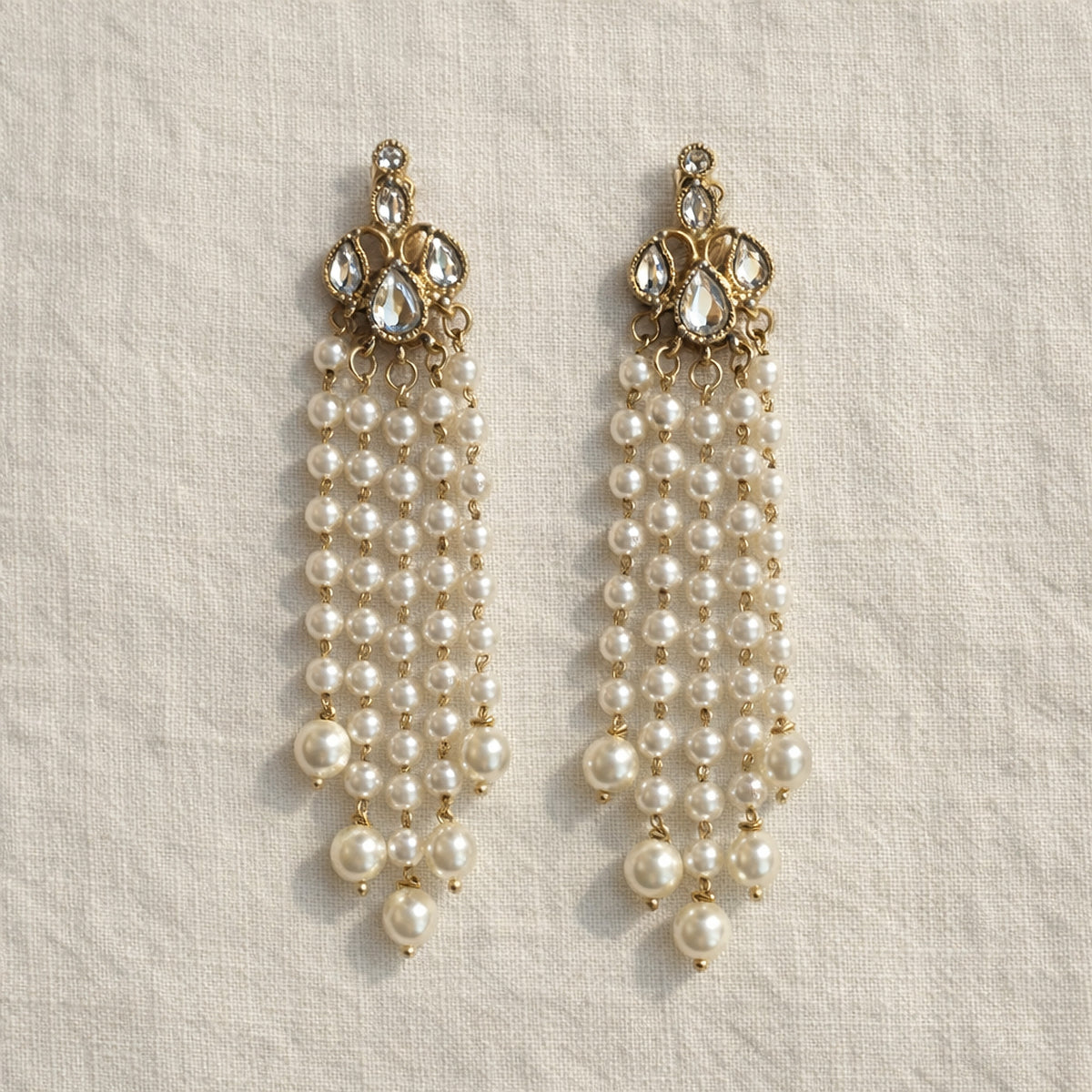 Tara Kundan Pearl Tassel Earrings